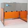 BioSafe® benchtop vertical laminar flow hood with amber acrylic panels to filter out UV and blue light; protects light sensitive materials from degrading  |  1688-AA-4830 displayed