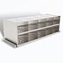 304 stainless steel bootie rack with glides for retrofitting to gowning bench, perforated surface with 10 cubbies  |  1560-41 displayed