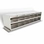 304 stainless steel bootie rack with glides for retrofitting to gowning bench, perforated surface with 12 cubbies  |  1560-42 displayed