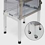 Small 12"H powder-coated steel desiccator stand; optional casters simplify positioning and cleaning