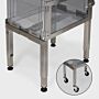 Small 4"H stainless steel desiccator stand; optional casters simplify positioning and cleaning