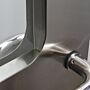 Tempered glass windows flush-mounted on stainless steel door
