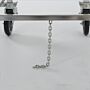 Grounding chain attached to the bottom of electropolished stainless steel cleanroom cart  |  9600-14 displayed