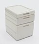 Stackable drawers mount easily under work surfaces and shelves.