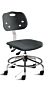 Biofit black ArmorSeat desk chair includes polypropylene seat and backrest, tubular steel base, footring, and dual-wheel casters for ESD applications