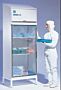 Type C Cleanroom Garment Storage Cabinet features a full cabinet with optional shelves for cleanroom garments and materials  |  4205-21C displayed
