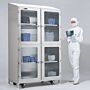 These adjustable-shelf cabinets provide clean, secure storage of wafer boxes and other particle-sensitive work-in-process  |  9600-22A displayed