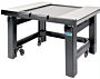 TMC CleanBench™ Vibration Isolation Tables support balanced loads up to 500 lbs. (shown with two optional sliding shelves)  |  3435-16 displayed