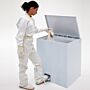 ISO-compliant BioSafe Cleanroom Garment Hamper allows clean, easy disposal of soiled cleanroom garments; polypropylene withstands wide range of corrosive chemic  |  5151-51A displayed