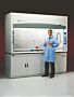 Protector XL Benchtop Laboratory fume hood by Labconco shown with optional storage cabinets  |  3649-41 displayed
