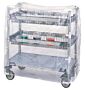 Metro MetroMax I Short Unit Clear Cart Cover shown on cart and props  |  1533-25 displayed