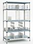 MetroMax Q Shelving Systems with open grid shelves and epoxy coated steel posts provide antimicrobial product protection