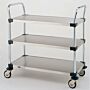 Stainless steel and Chrome Plated Utility Carts by InterMetro includes three solid steel shelves, handles and four casters  |  1401-45 displayed