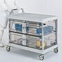 DesiCart, Low Humidity Transport Carts features high-density polyethylene frame, steel rails, and a four chamber acrylic desiccator | 4002-50B displayed