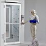 Powder-Coated Aluminum Automatic door opener with motion sensor allows hands-free door operation (shown installed above Air Shower entrance)