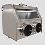 Stainless steel glove box with optional stainless steel glove ports, allows for -5"Hg (<20% vacuum) processing  |  1694-13B displayed