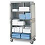 Antimicrobial Double-wide tall mobile cart with quikSLOT inserts for storage of medical linens  |  1306-81 displayed