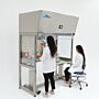 Automatic height adjusting tables fit perfectly inside free-standing laminar flow clean benches; helps isolate vibration from the fans mounted above the hood  |  3504-02A displayed