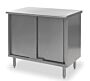 The Enclosed Base Worktables are fabricated of 304 stainless steel, with sliding or hinged doors  |  5656-10A displayed