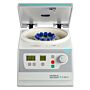 Hermle’s Z206 compact centrifuge, with maximum speed of 6,000 rpm, holds tubes in swing-out or angle rotors  |  2823-51 displayed