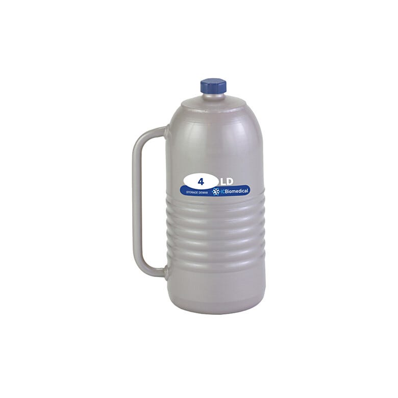 TW 4LDB Dewar by IC Biomedical with 4-liter LN2 capacity and a snap-on cap closure for secure sample storage and dispensing  |  6901-00 displayed