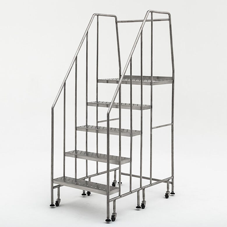 Terra’s BioSafe® 5 step ladder features a low-crevice design that streamlines cleaning and helps prevent particle accumulation | 2805-87B displayed