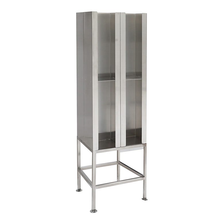 304 stainless steel cubbies with slotted footplates, double-sided with 8 compartments, 4 per side  |  4955-03 displayed