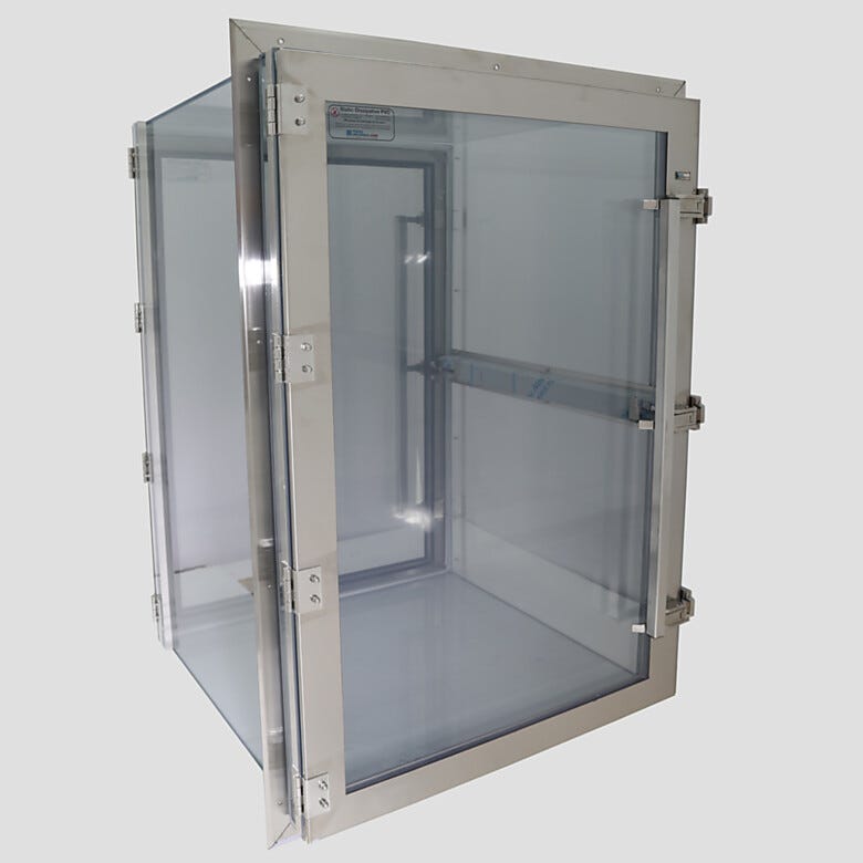 General use pass-through with mechanical interlock, transparent SD PVC window, and stainless steel wall-mounting brackets | 6704-99C displayed