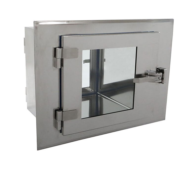 CleanMount® BioSafe® Pass-through mounts flush against cleanroom wall to prevent dust accumulation | 2636-74C displayed
