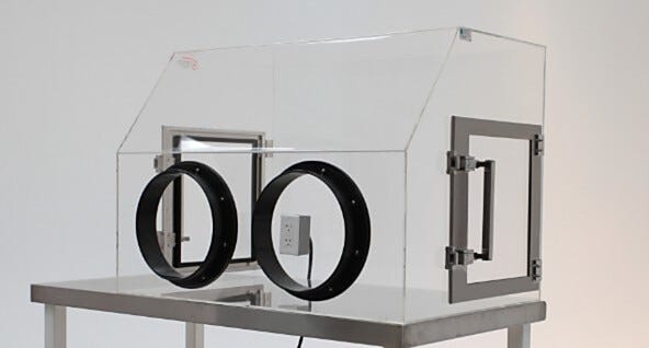 Acrylilc Single Operator Mail Handling Glovebox | 1716-50B displayed