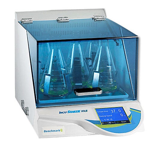 Incu-Shaker 10LR Refrigerated Shaking Incubators by Benchmark Scientific includes a non-slip rubber mat platform and holds temperatures