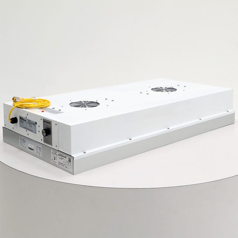 2’x4’ low profile FFU features 2 impellers and variable speed for improved laminar air flow; 8