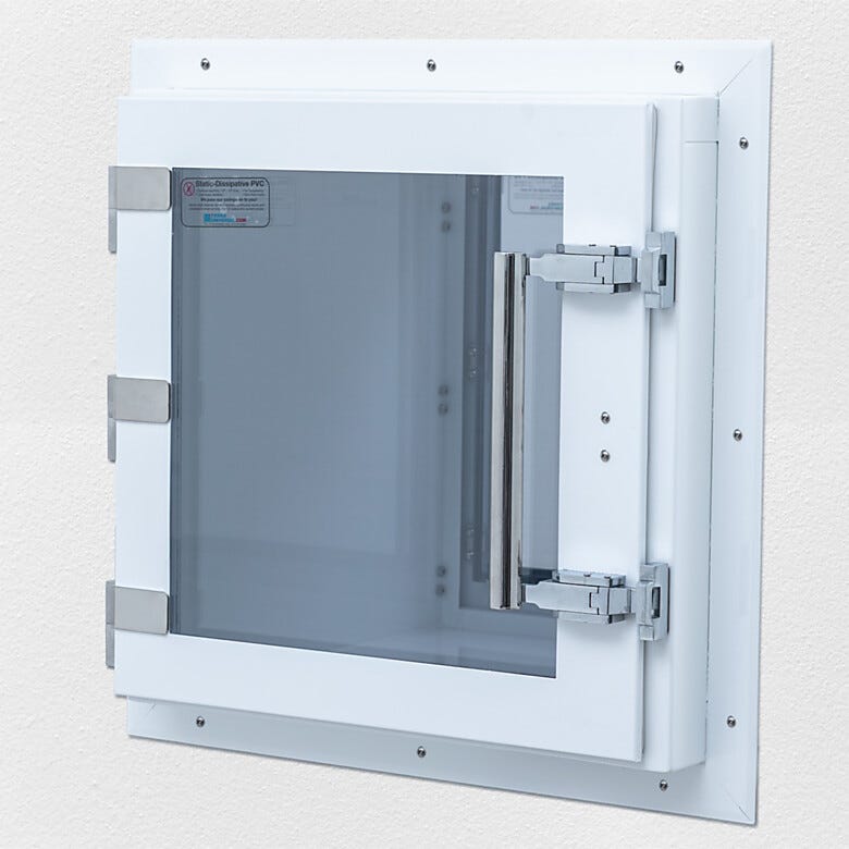 Wall-mounted pass-through ideal for cleanroom applications demanding safe, efficient, and contamination free transfer of cleanroom components  |  1991-76E displayed