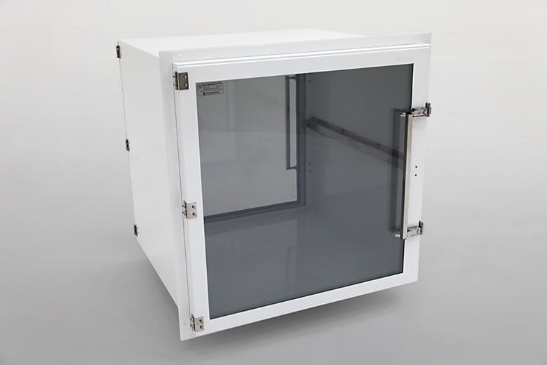 Powder-coated steel pass-through provides a durable, non-contaminating transfer chamber with interlocked doors | 1992-24D displayed