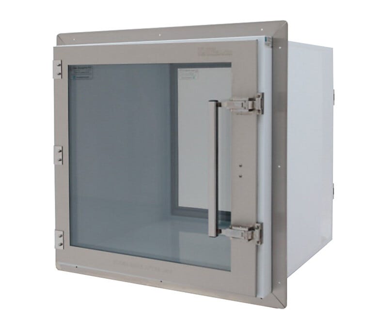 Polypropylene pass-through chamber with non-dissipative PVC viewing windows. | 1992-27D displayed
