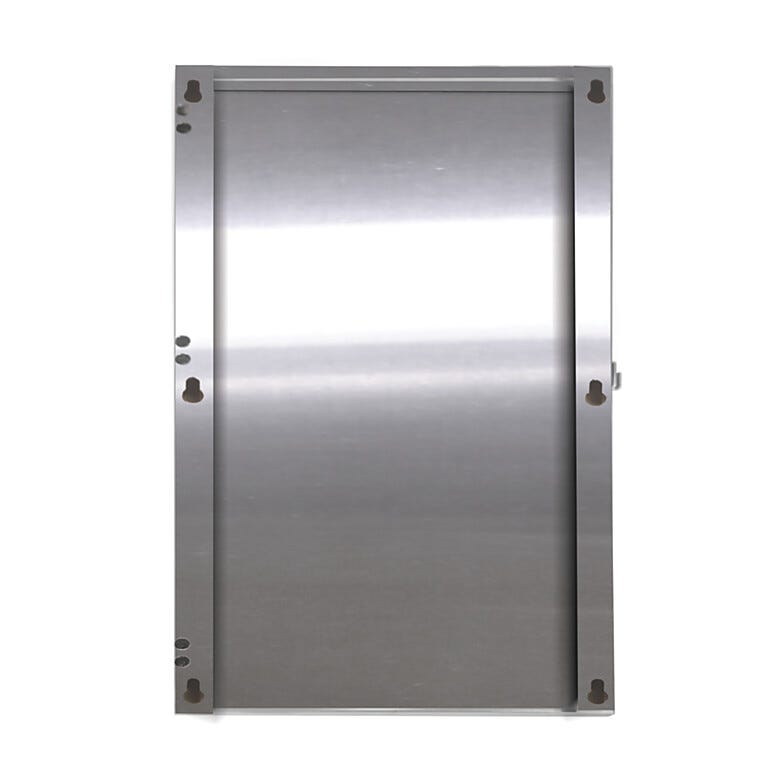 Stainless steel mounting panel for BioSafe® safety glasses holder allows housing to lift off for thorough cleaning  |  4949-04 displayed