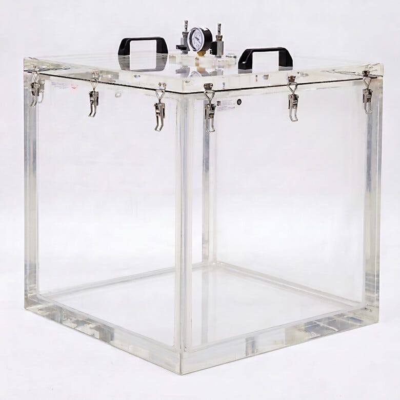Leak-tight acrylic chamber with O-ring seal and cleanroom-compatible design | 5235-62 displayed