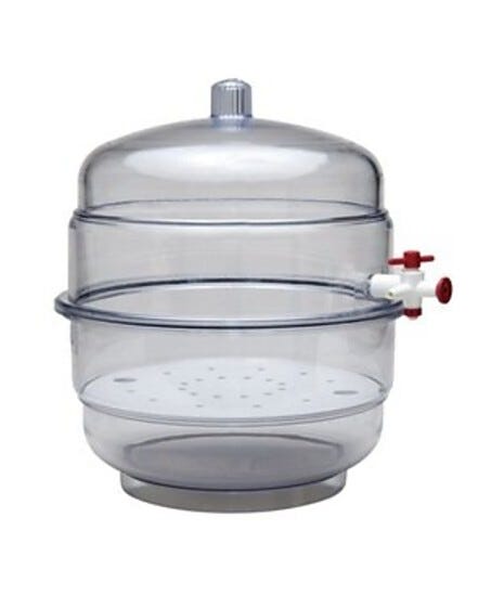 Compact drying chamber ideal for lab use; includes stopcock for connection to vacuum tubing | 1539-51 displayed