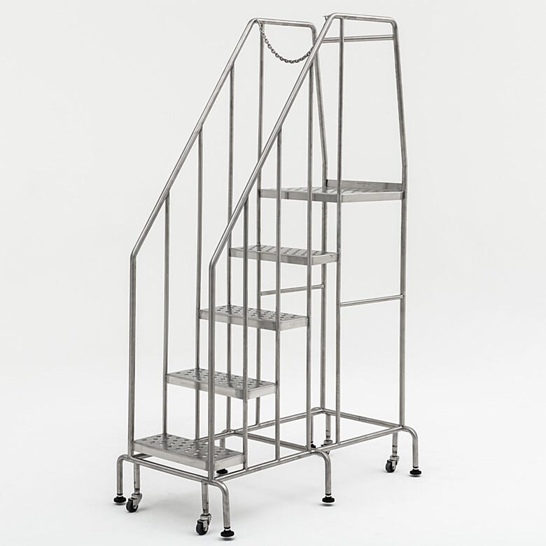 Terra’s BioSafe® 5 step ladder features a streamlined design with minimal crevices to simplify cleaning and reduce particle accumulation | 2805-09B-316 displayed