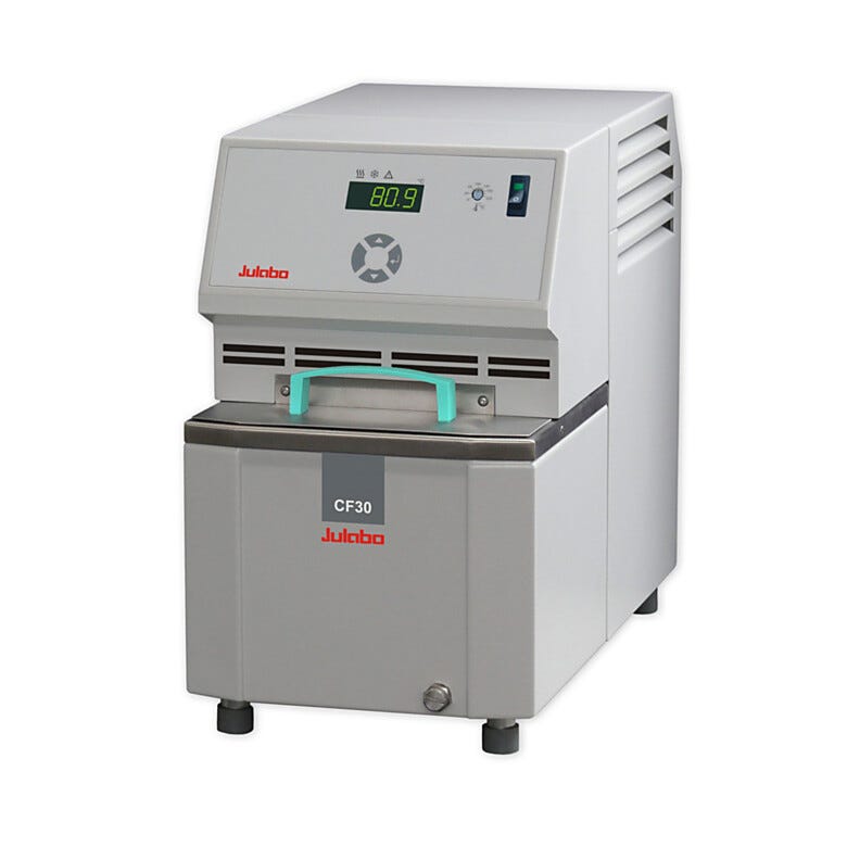 CF30 Cryo-Compact Circulator by Julabo with a -30°C to +150°C temperature range, a 3.5L capacity, RS232 interface, and a 15L/min flow rate for routine applicati | 2540-04 displayed
