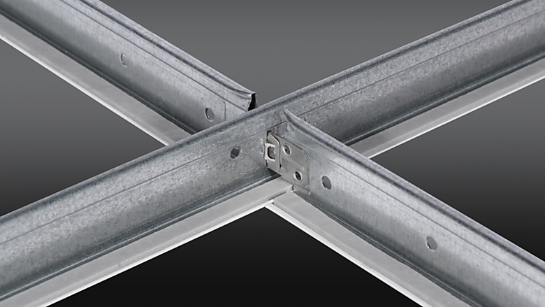Aluminum ceiling grid system with factory gaskets available in stab-end and hook-end configurations with seismic design approval for flexible installations