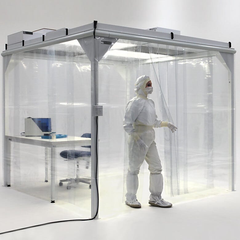 Curtain panels mounted in a ValuLine® Softwall Cleanroom.  |  1320-34 displayed