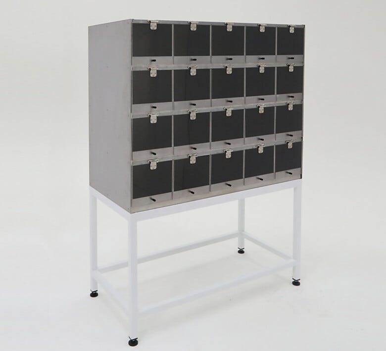20-compartment steel cabinet with SDPVC hinged lids and optional stand | 4105-21 displayed