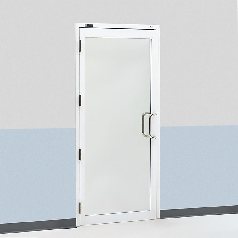 Powder-coated aluminum, pre-hung cleanroom lab door  |  6710-78-R-PC displayed