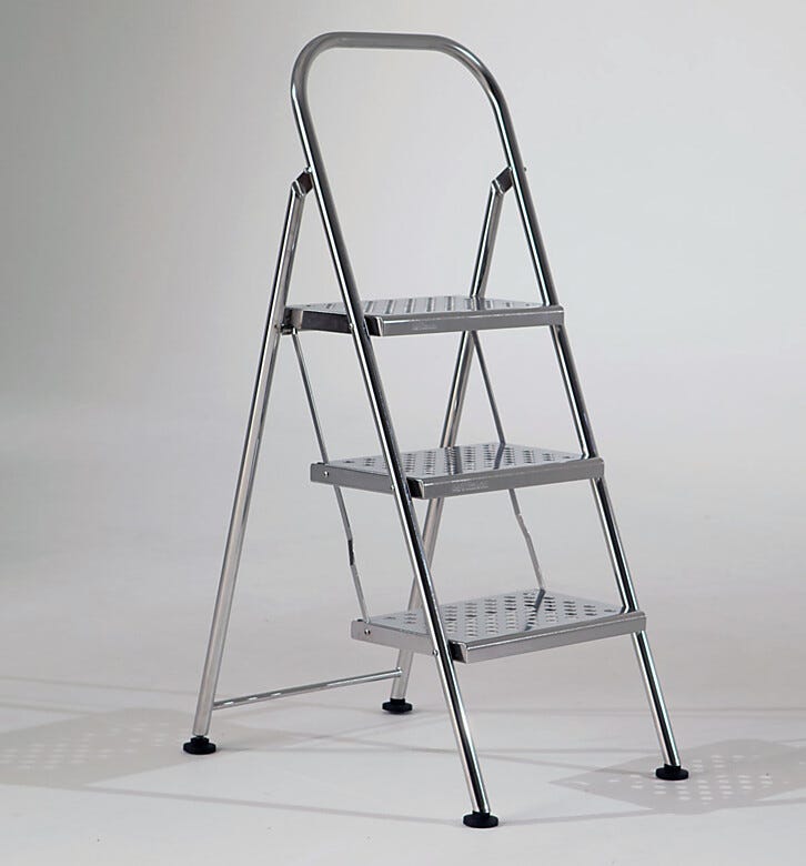 Stainless Steel Folding 3 Step Ladder | 2805-82A displayed
