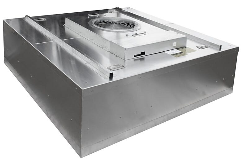 4' x 4' stainless steel fan filter unit with HEPA filter and energy-efficient EC motor for cleanroom applications  |  6601-44A-H displayed