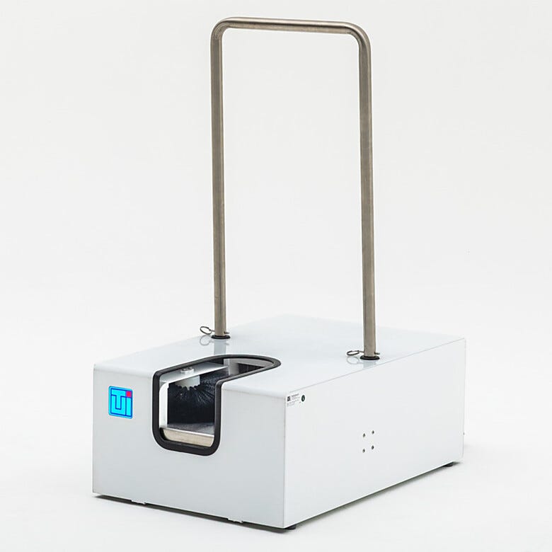Powder-coated steel motorized shoe cleaner provides efficient footwear cleaning | 1784-14B displayed