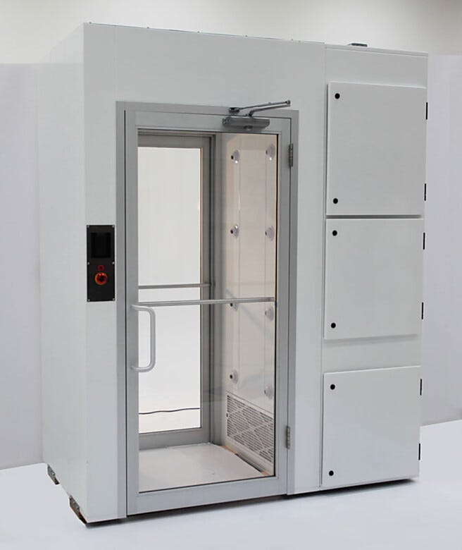 Helps Solve Decontamination Problems. Powder-coated Steel Airshower shown