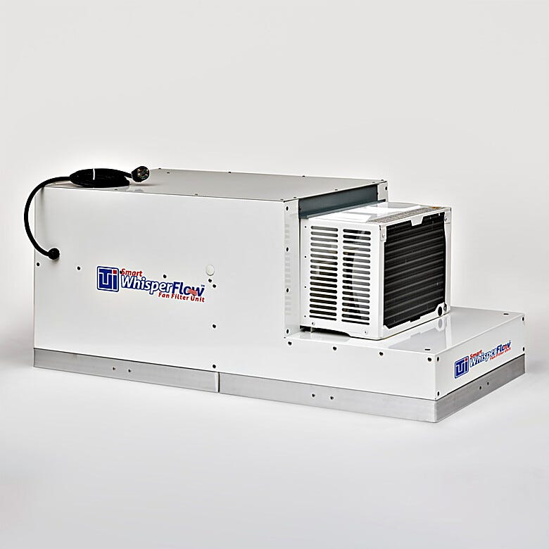 Terra's Smart® ECM Air Conditioning Fan Filter Unit provides recirculating air conditioning to without disrupting positive pressure laminar flow rooms. | 6611-13 displayed