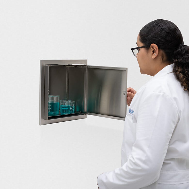 Terra's recessed specimen pass-through cabinet is a convenient way to transfer samples in a lab or physician's office. | 2640-97A displayed